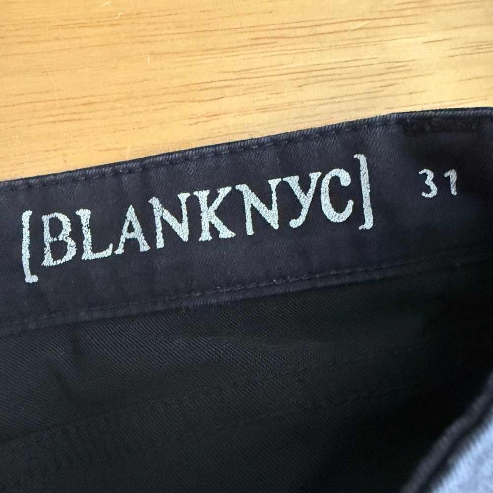 BlankNYC Black Faux Leather Fringe Denim Shorts Mid-Rise Micro Western Size 31 - Picture 2 of 7